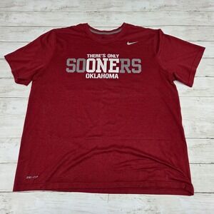 Nike T-Shirt Men XL Red Oklahoma Sooners Dri-FIT Short Sleeve 384407-698 Graphic
